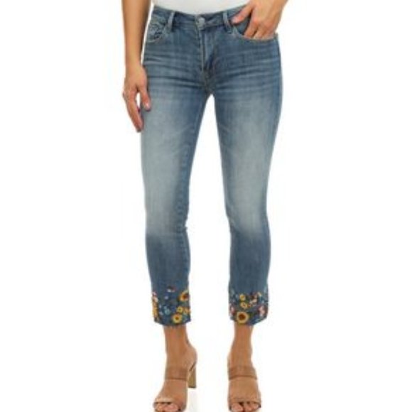 DRIFTWOOD COLETTE CROP 🌻🌸❀✿EMBROIDERED JEANS LIGHT WASH NWT🆕FAST 🏃‍♀️⚡🚚 - Picture 1 of 14